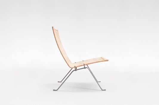 PK22 Lounge Chair in Wicker & Brushed Steel by Poul Kjærholm for Fritz Hansen, 1956