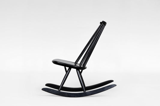 Mademoiselle Rocking Chair in Black Stained Birch by Ilmari Tapiovaara for Asko, 1956