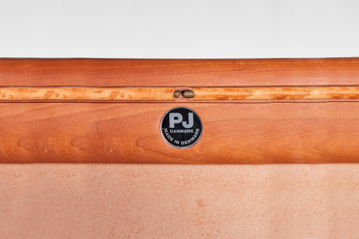 Egyptian Stool in Cognac Leather & Teak by Ole Wanscher for PJ Møbler, 1950s