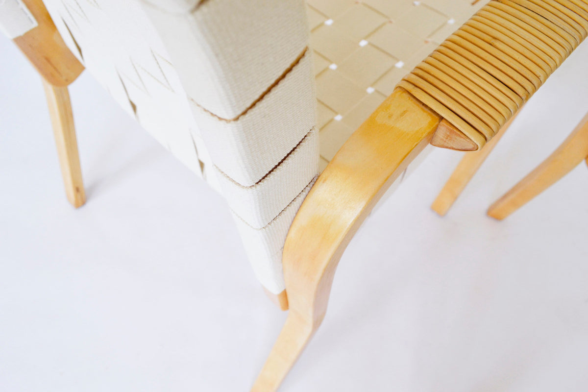 Model 45 Dining Chairs in Bent plywood & Webbing by Alvar Aalto for Artek, 1940s, Set of 4