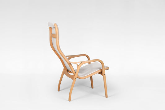 Lamino Lounge Chair in Off-White Leather & Beech by Yngve Ekström for Swedese, 1956