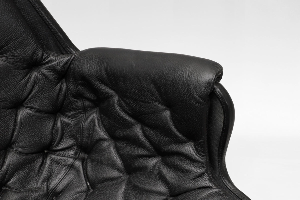 Jetson Lounge Chair in Black Leather & Chrome Steel by Bruno Mathsson for DUX, 1969