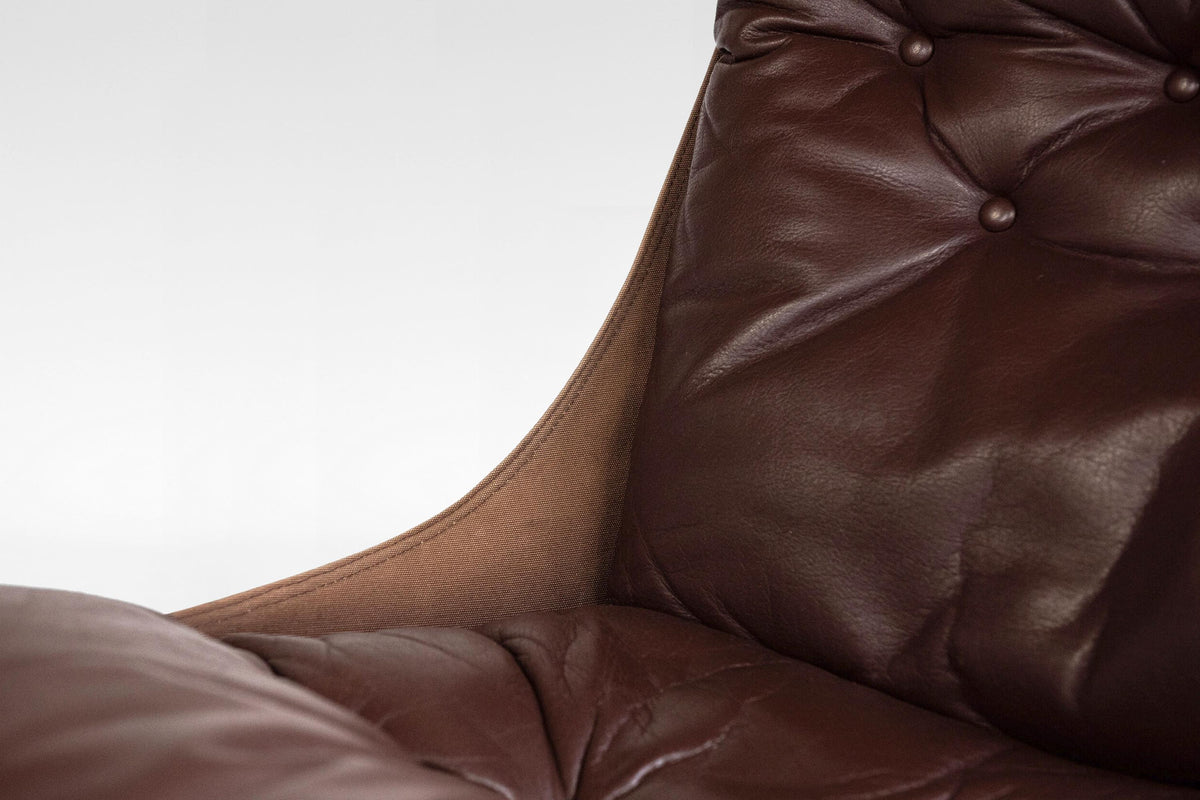 Falcon Lounge Chair in Dark Brown Leather & Plywood by Sigurd Ressell for Vatne Møbler, 1970s