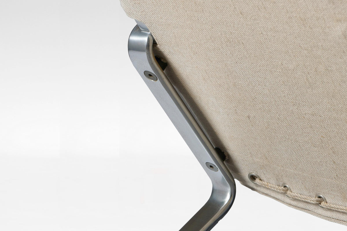Grasshopper Chaise Longue in Cognac Leather & Steel by P. Fabricius & J. Kastholm for Kill International, 1960s