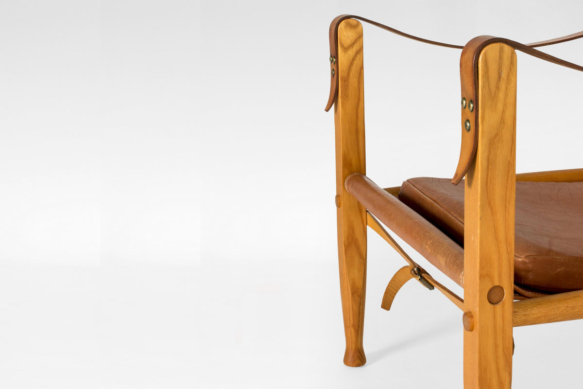 Safari Lounge Chairs in Cognac Leather & Ash by Kaare Klint for Rud. Rasmussen, 1960s, Set of 2