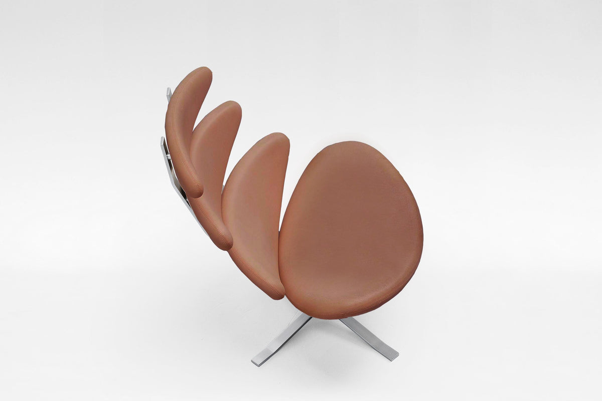 EJ5 Corona Lounge Chairs in Cognac Leather & Steel by Poul M. Volther for Erik Jørgensen, 1960s, Set of 2