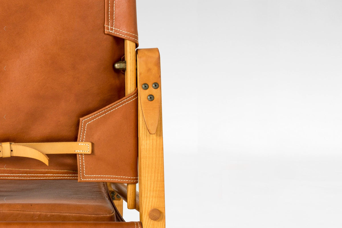 Safari Lounge Chairs in Cognac Leather & Ash by Kaare Klint for Rud. Rasmussen, 1960s, Set of 2