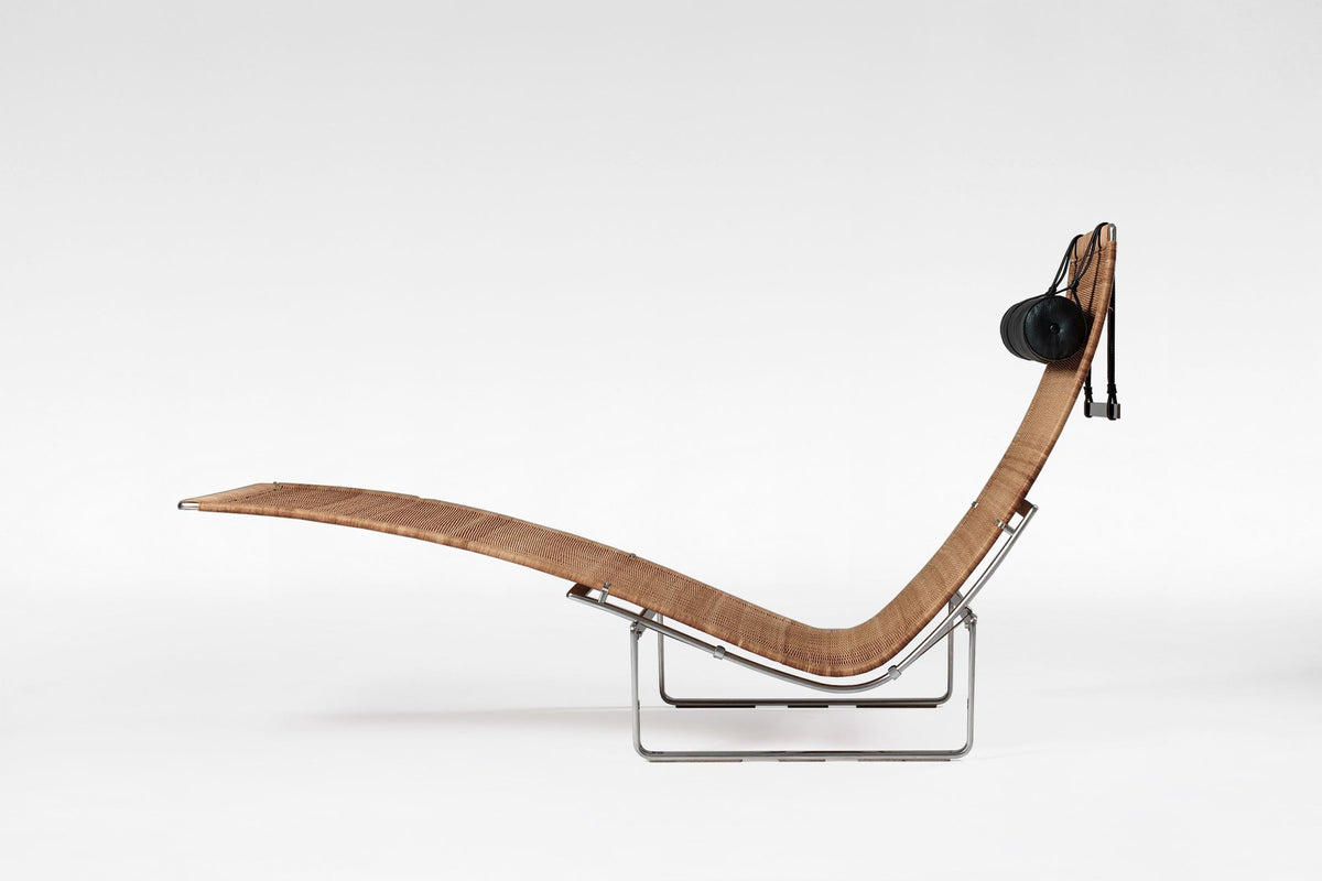 PK24 Chaise Lounge in Chrome Steel & Wicker by Poul Kjærholm for Fritz Hansen, 1960s
