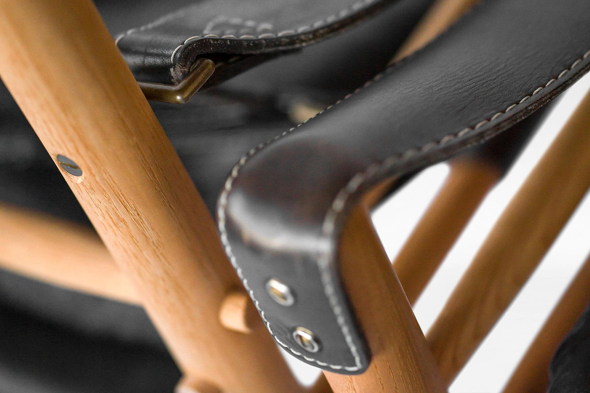 Scirocco Safari Lounge Chairs in Black Leather & Ash by Arne Norell for Arne Norell AB, 1960s, Set of 2