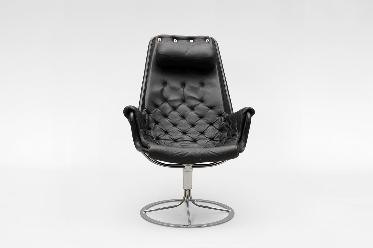 Jetson Lounge Chair in Black Leather & Chrome Steel by Bruno Mathsson for DUX, 1969