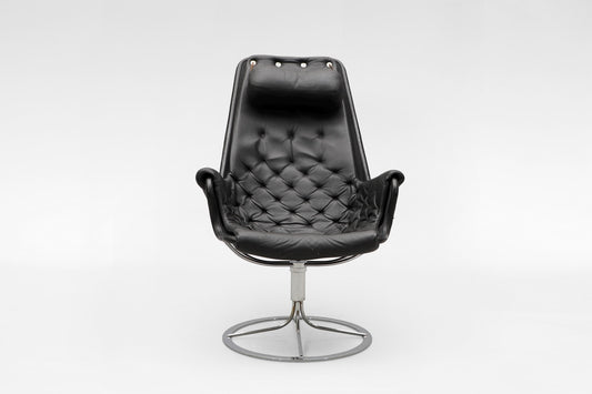 Jetson Lounge Chair in Black Leather & Chrome Steel by Bruno Mathsson for DUX, 1969