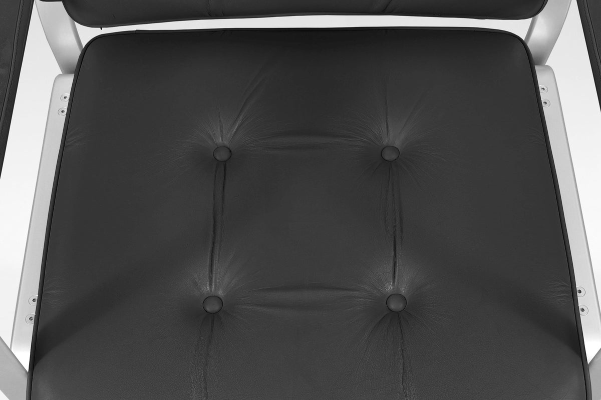 Mondo Armchairs in Black Leather and Aluminum by Karl Erik Ekselius for JOC Vetlanda, 1970s, Set of 2