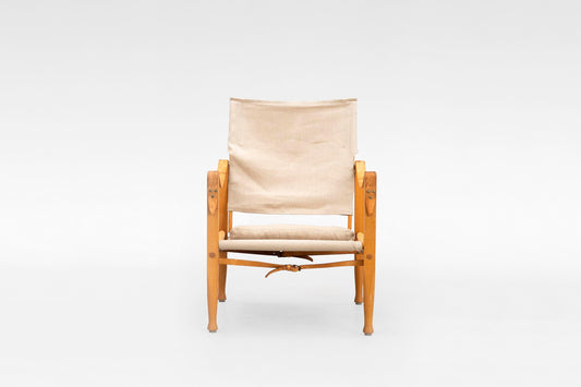 Safari Chair in Off-White Canvas & Ash Wood by Kaare Klint for Rud. Rasmussen, 1960s