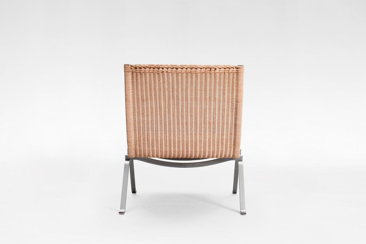 PK22 Lounge Chair in Wicker & Brushed Steel by Poul Kjærholm for Fritz Hansen, 1956