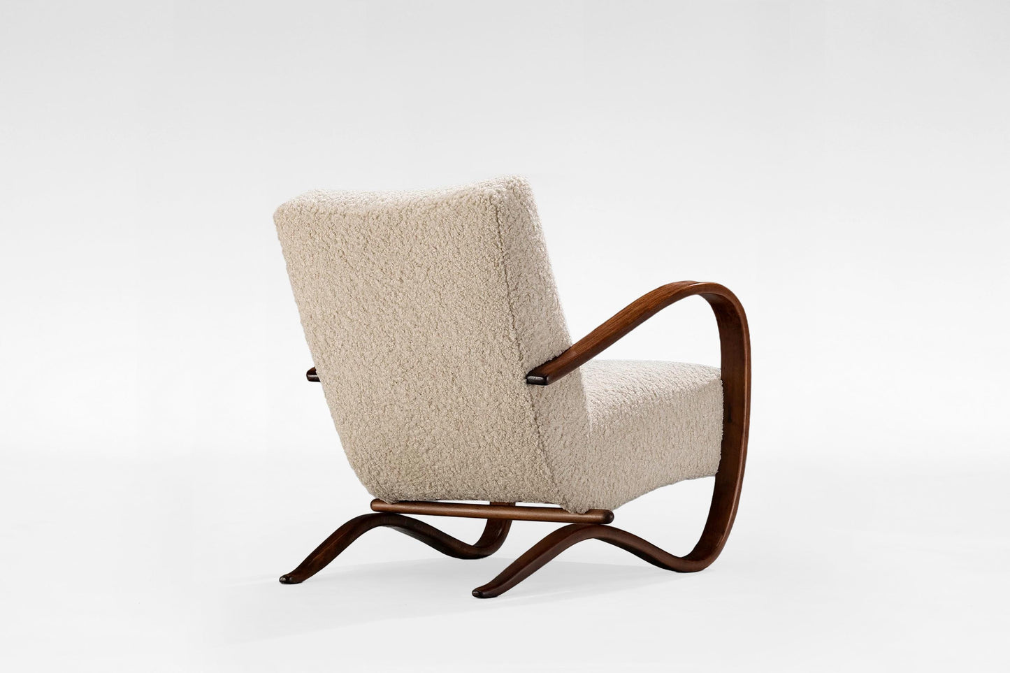 Vintage H-269 Sheepskin Wood Lounge Chair Jindrich Halabala Thonet 1930s Czech Republic Retro Modernist Art Deco Furniture Design Icon