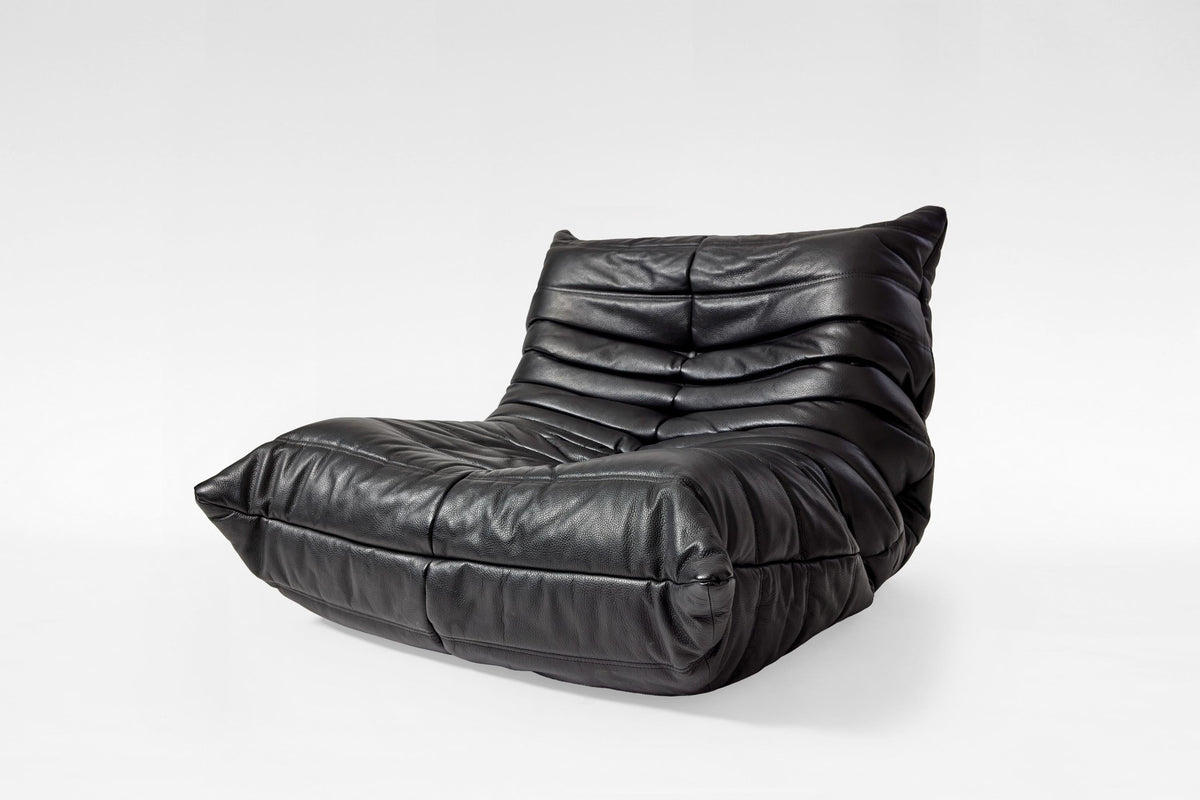 Togo Lounge Chair in Black Leather & Foam by Michel Ducaroy for Ligne Roset, 1970s