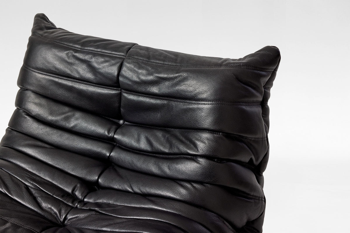 Togo Lounge Chair in Black Leather & Foam by Michel Ducaroy for Ligne Roset, 1970s