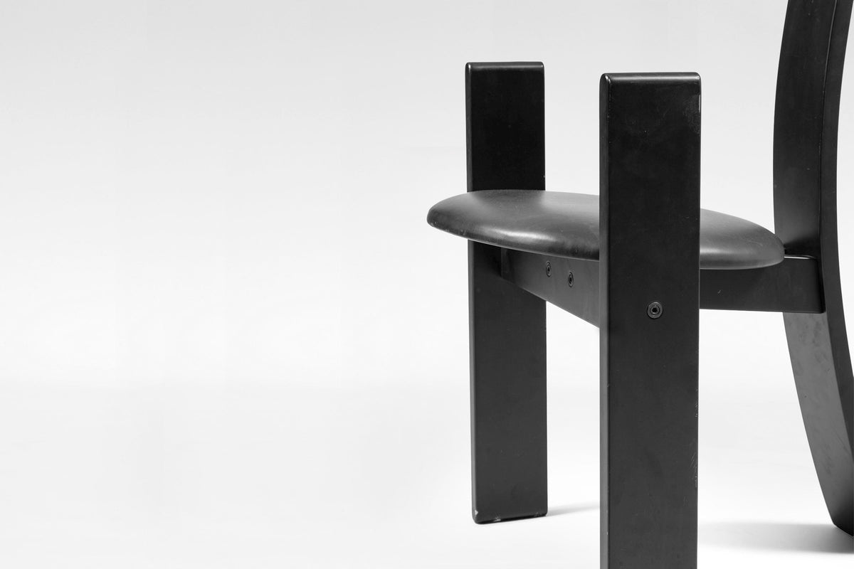 SD51 Golem Dining Chairs in Black Lacquered Wood & Leather by Vico Magistretti for Poggi, 1968, Set of 6
