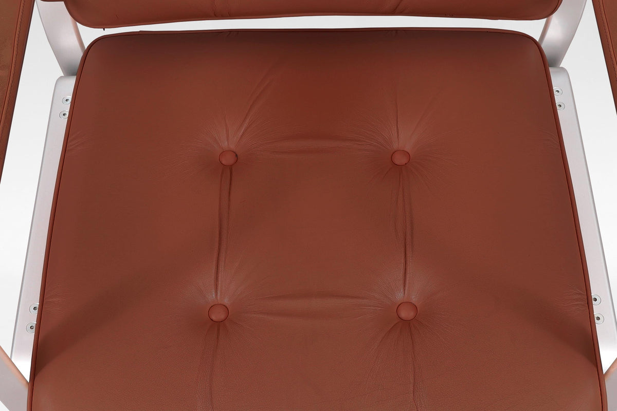 Mondo Armchairs in Cognac Leather and Aluminum by Karl Erik Ekselius for JOC Vetlanda, 1970s, Set of 2