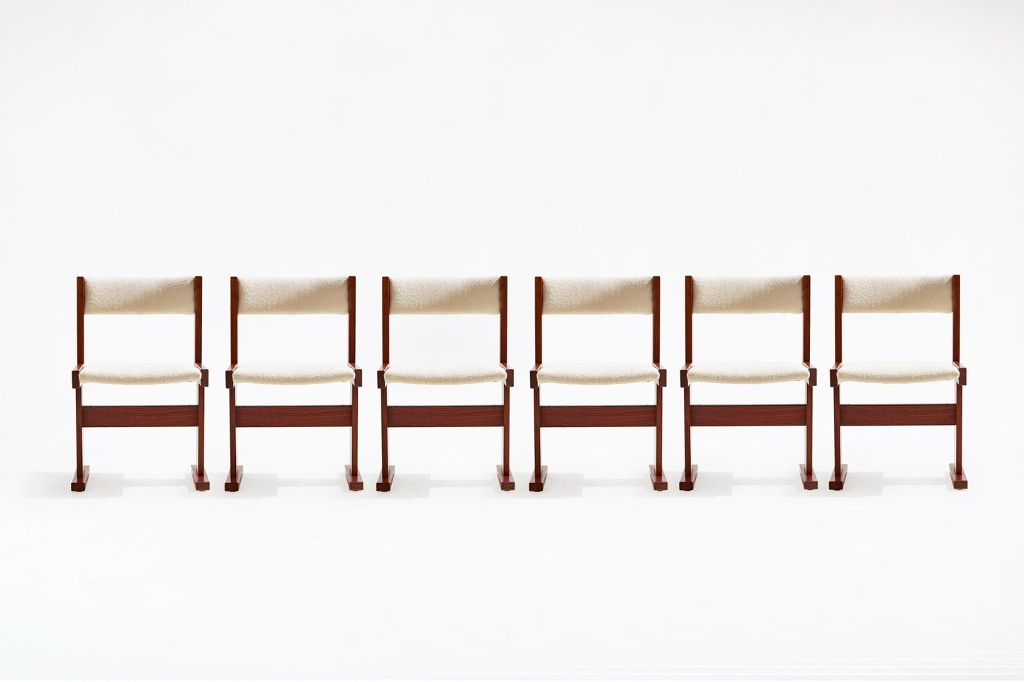 Vintage Rosewood Bouclé Dining Chairs Poul H.Poulsen Gangsø Møbler Denmark 1960s Set of 6 Scandinavian Mid Century Modern Furniture Design