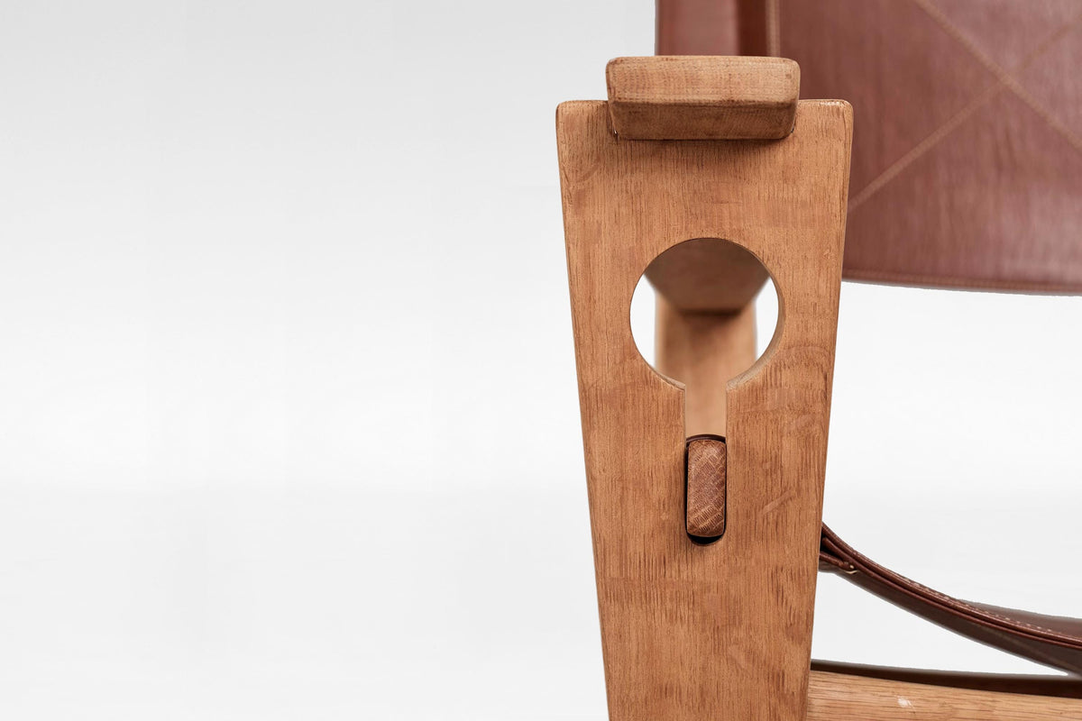 GE-673 Keyhole Rocking Chair in Cognac Leather & Beech by Hans J. Wegner for GETAMA, 1960s