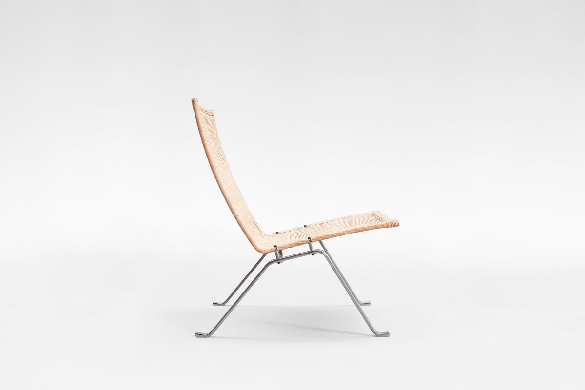 PK22 Lounge Chair in Wicker & Brushed Steel by Poul Kjærholm for Fritz Hansen, 1956