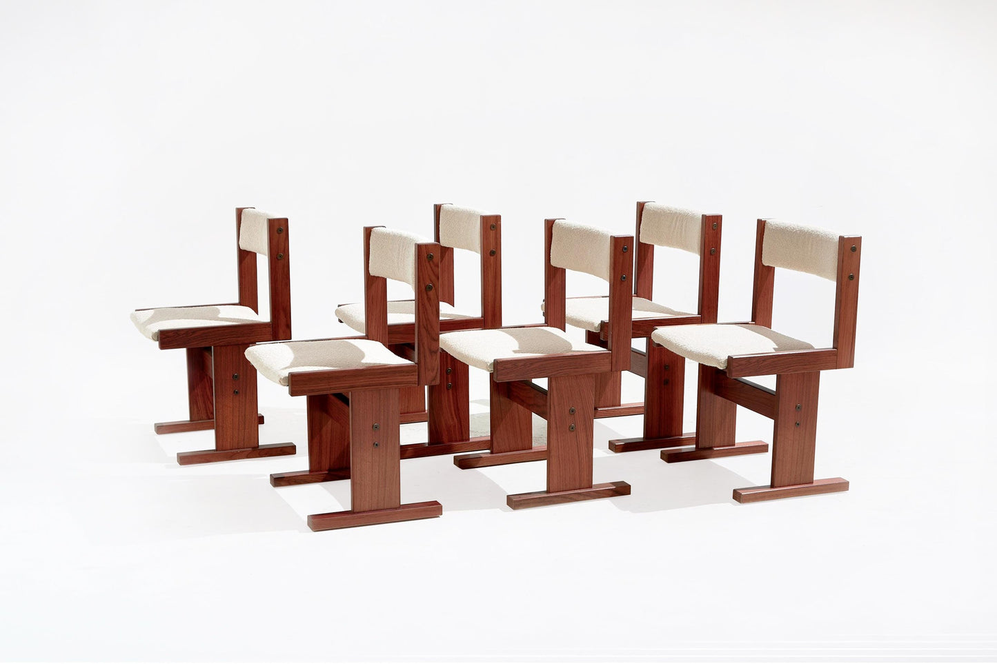 Vintage Rosewood Bouclé Dining Chairs Poul H.Poulsen Gangsø Møbler Denmark 1960s Set of 6 Scandinavian Mid Century Modern Furniture Design