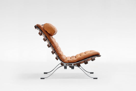 Ari Lounge Chair in Cognac Leather & Steel by Arne Norell for Arne Norell AB, 1960s