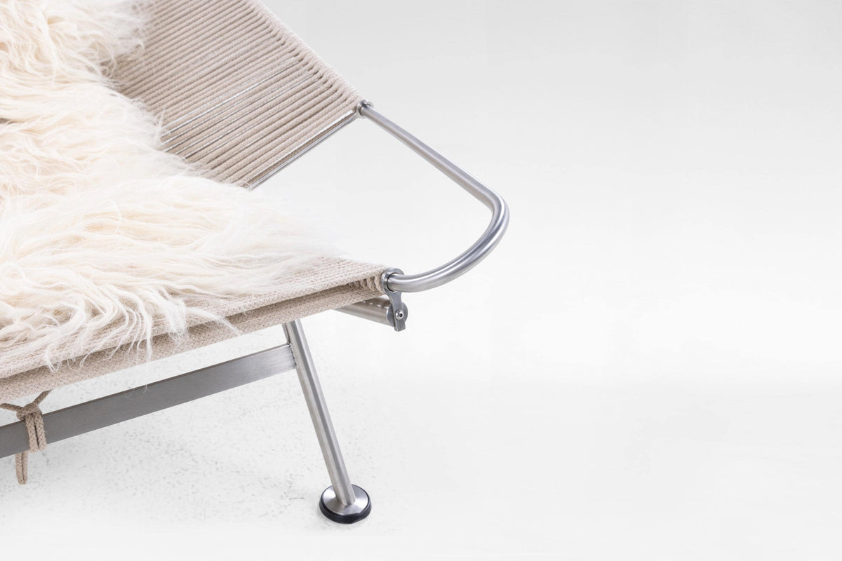 Flag Halyard Lounge Chair in Steel, Halyard Rope & Leather by Hans J. Wegner for PP Møbler, 1960s