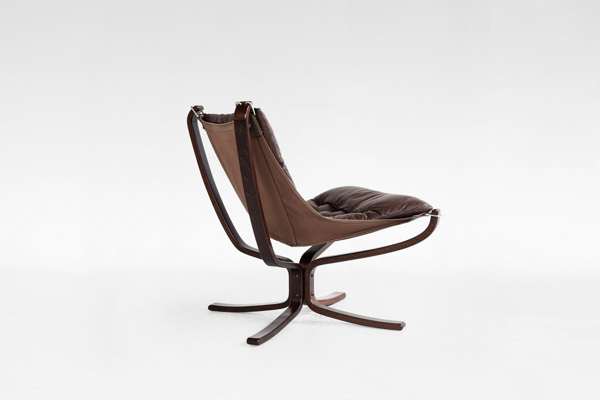 Falcon Lounge Chair in Dark Brown Leather & Plywood by Sigurd Ressell for Vatne Møbler, 1970s