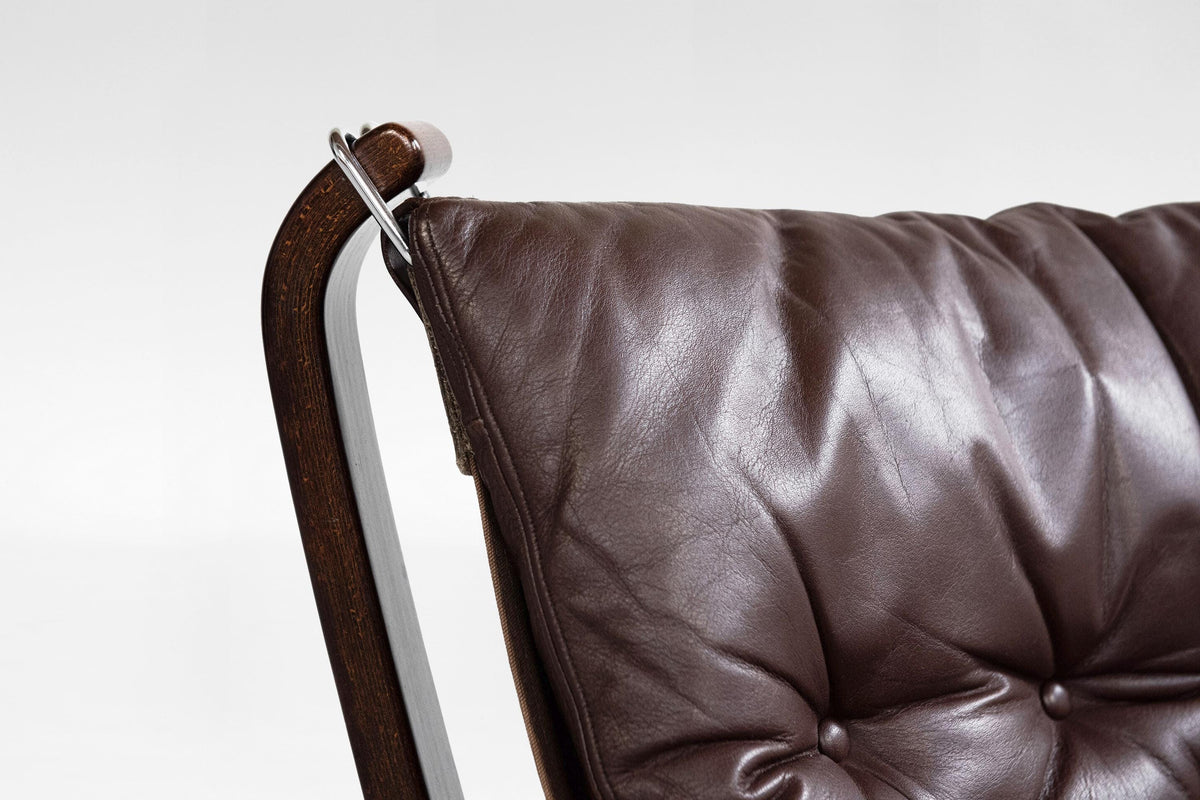 Falcon Lounge Chairs in Dark Brown Leather & Bentwood by Sigurd Ressell for Vatne Møbler, 1970s, Set of 2