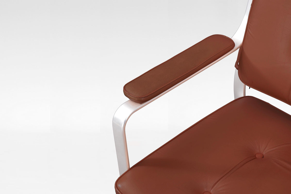 Mondo Armchairs in Cognac Leather and Aluminum by Karl Erik Ekselius for JOC Vetlanda, 1970s, Set of 2