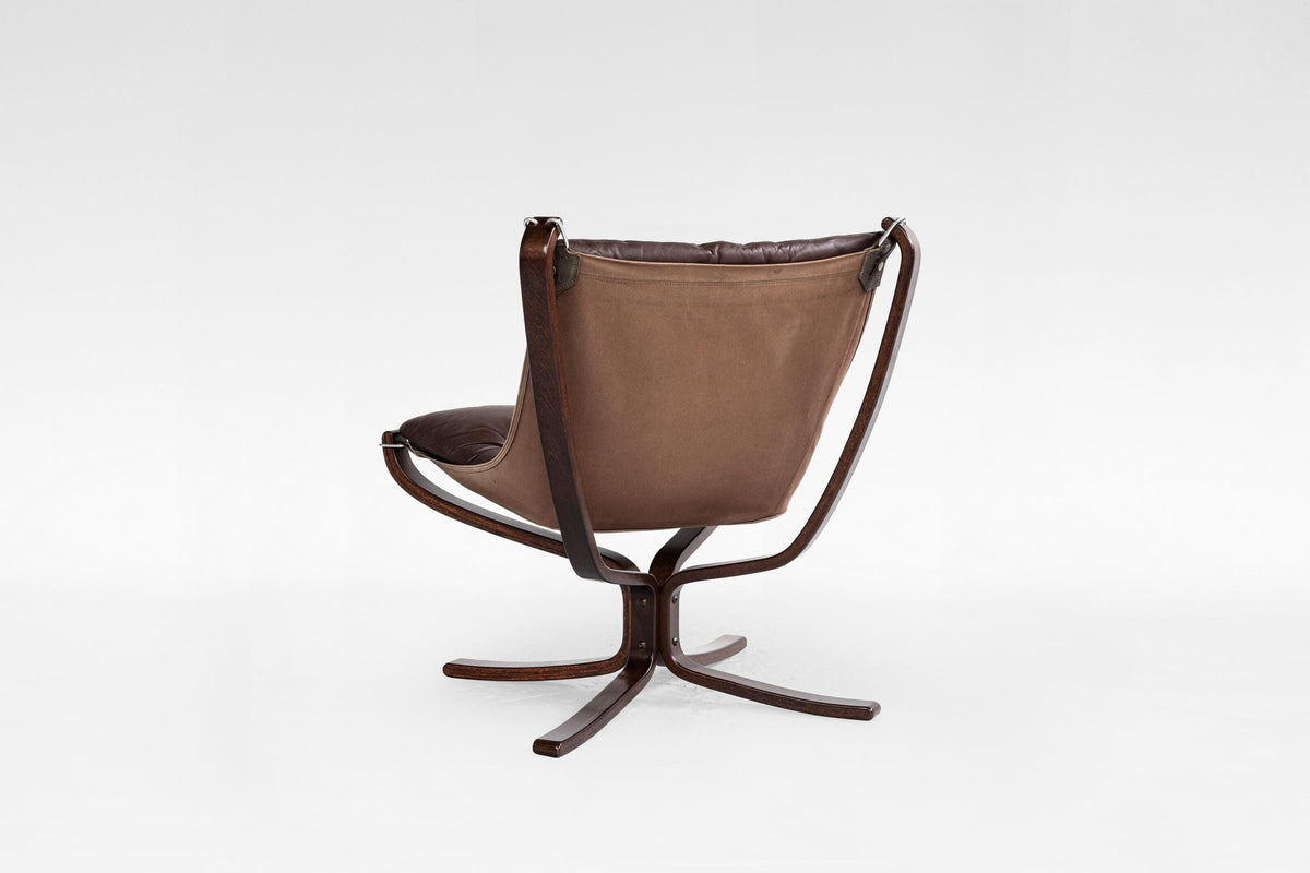Falcon Lounge Chair in Dark Brown Leather & Plywood by Sigurd Ressell for Vatne Møbler, 1970s
