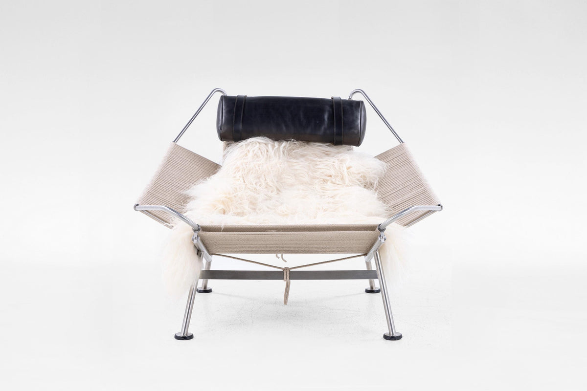 Flag Halyard Lounge Chair in Steel, Halyard Rope & Leather by Hans J. Wegner for PP Møbler, 1960s