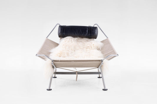 Flag Halyard Lounge Chair in Steel, Halyard Rope & Leather by Hans J. Wegner for PP Møbler, 1960s