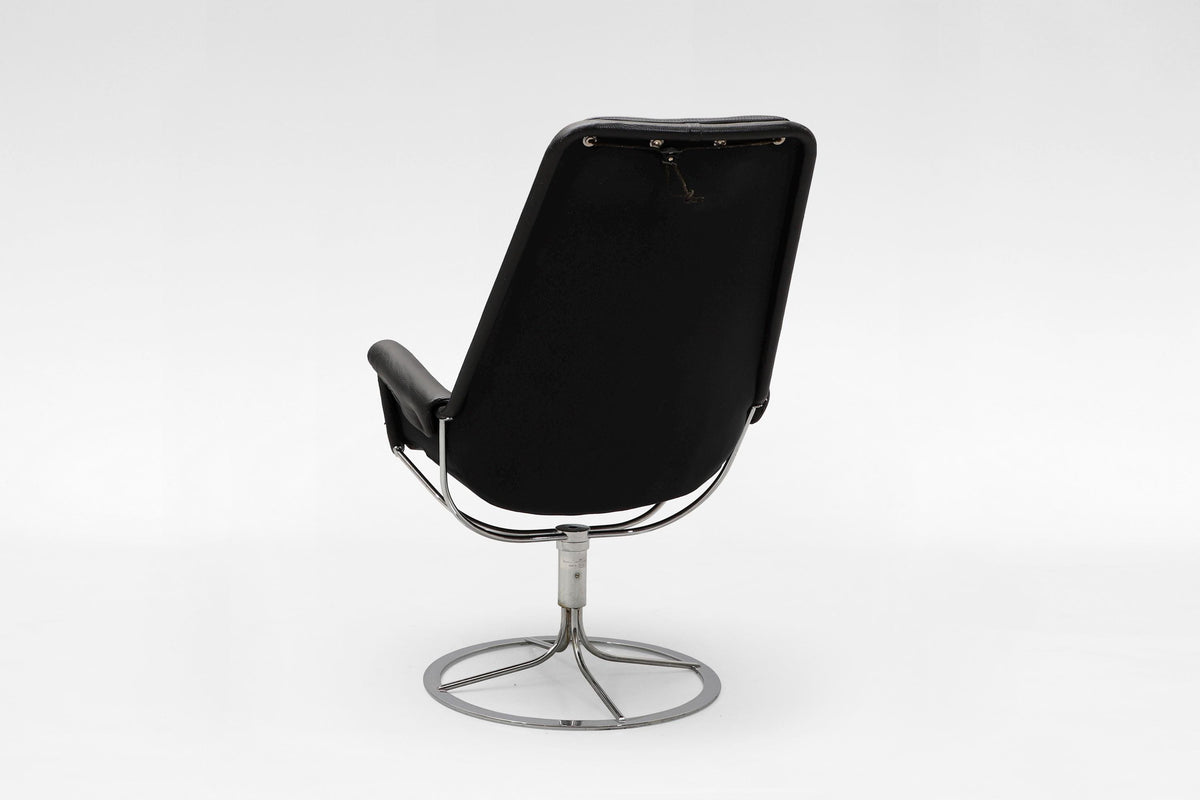 Jetson Lounge Chair in Black Leather & Chrome Steel by Bruno Mathsson for DUX, 1969