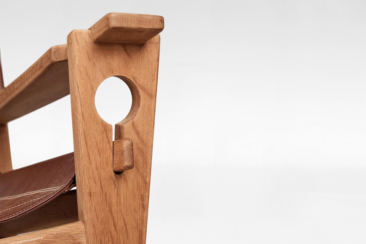 GE-673 Keyhole Rocking Chair in Cognac Leather & Beech by Hans J. Wegner for GETAMA, 1960s