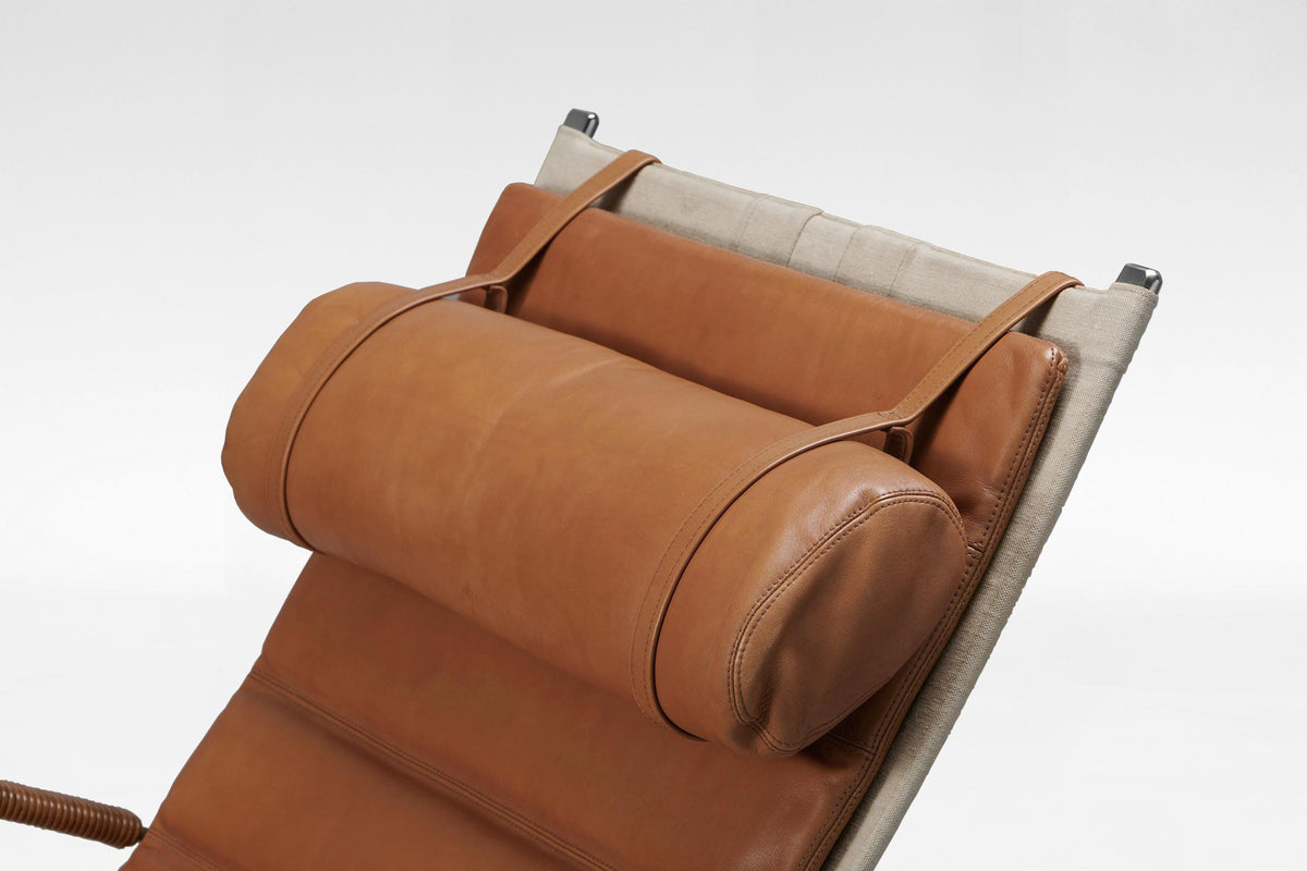 Grasshopper Chaise Longue in Cognac Leather & Steel by P. Fabricius & J. Kastholm for Kill International, 1960s