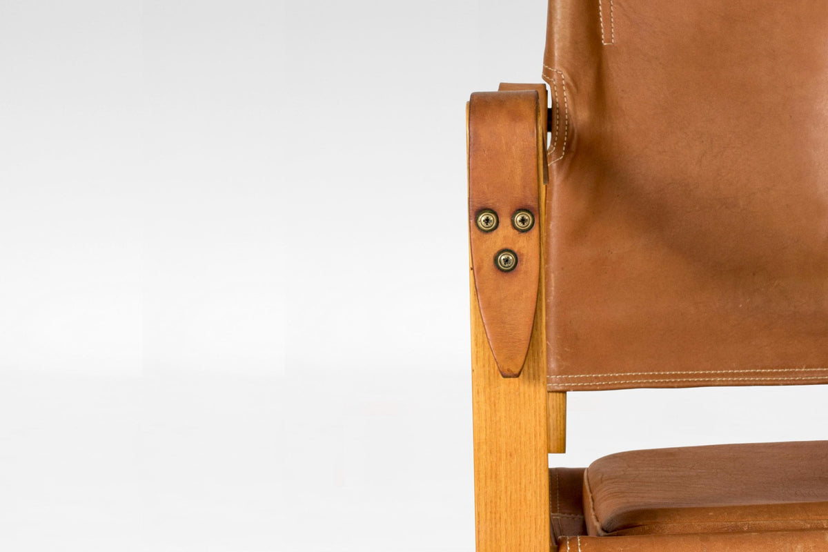 Safari Lounge Chairs in Cognac Leather & Ash by Kaare Klint for Rud. Rasmussen, 1960s, Set of 2