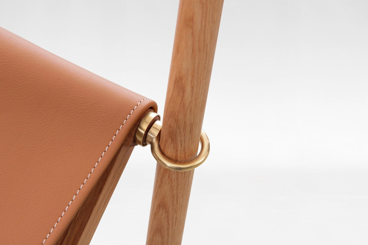 Folding Safari Chair in Cognac Leather & Solid Ash by Mogens Koch for Rud. Rasmussen, 1960s