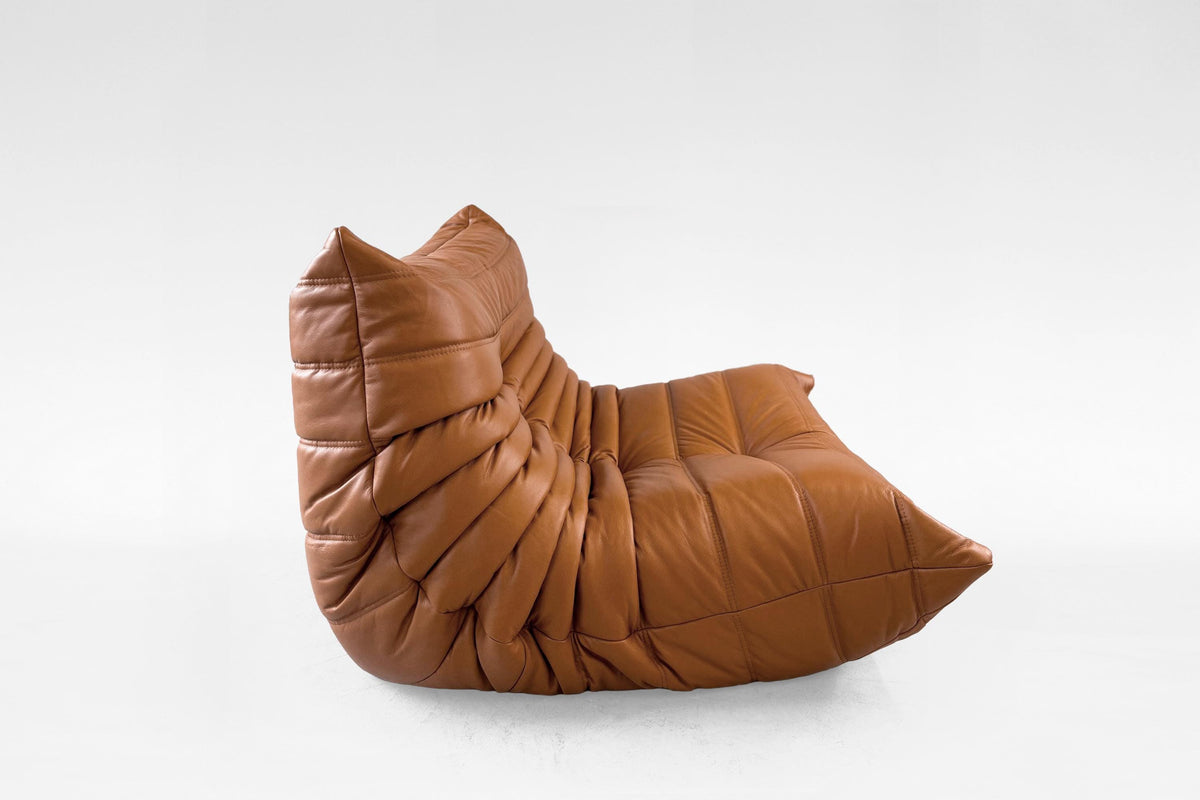 Togo Lounge Chair in Cognac Leather & Foam by Michel Ducaroy for Ligne Roset, 1970s