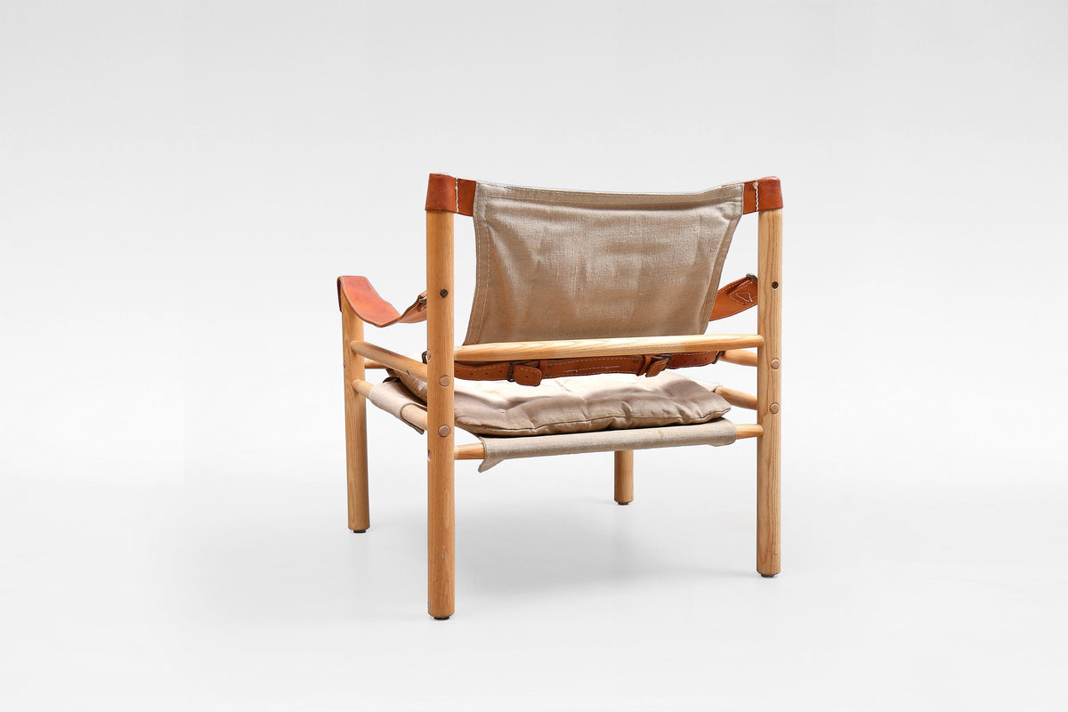Scirocco Safari Lounge Chair in Beige Canvas & Leather by Arne Norell for Arne Norell AB, 1960s