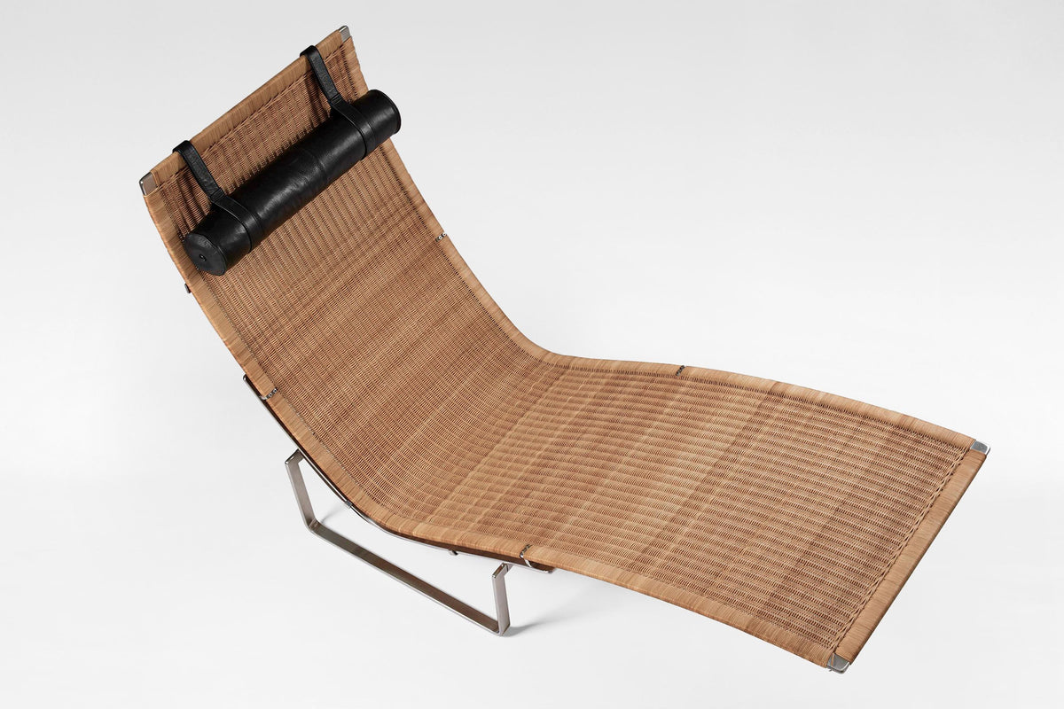 PK24 Chaise Lounge in Chrome Steel & Wicker by Poul Kjærholm for Fritz Hansen, 1960s