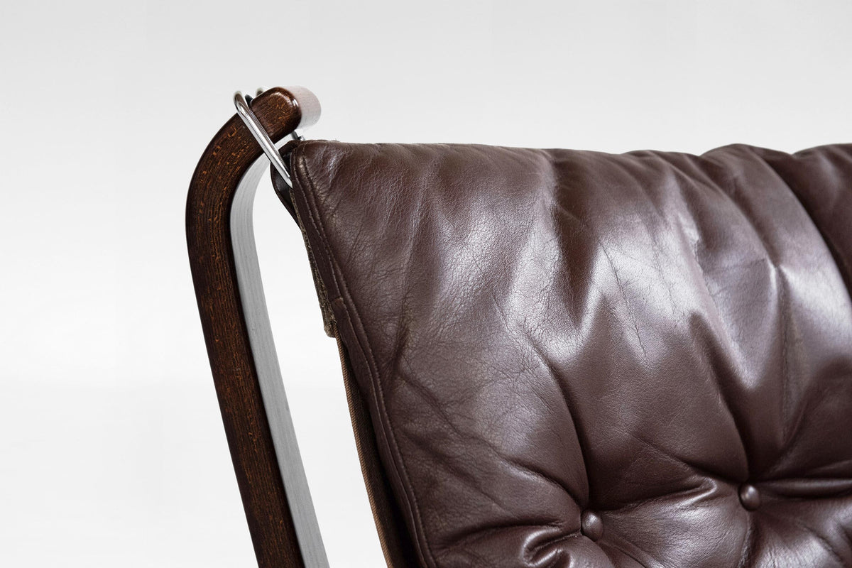 Falcon Lounge Chair in Dark Brown Leather & Plywood by Sigurd Ressell for Vatne Møbler, 1970s