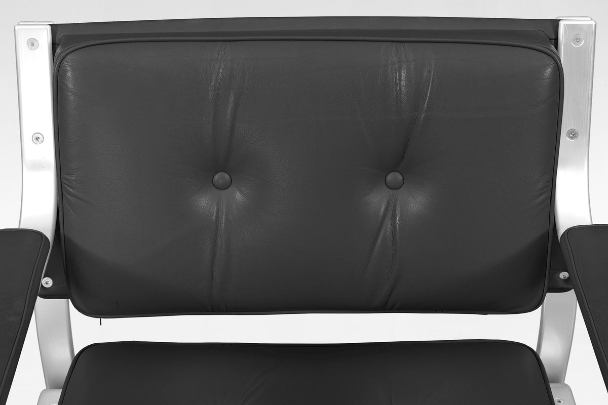 Mondo Armchairs in Black Leather and Aluminum by Karl Erik Ekselius for JOC Vetlanda, 1970s, Set of 2