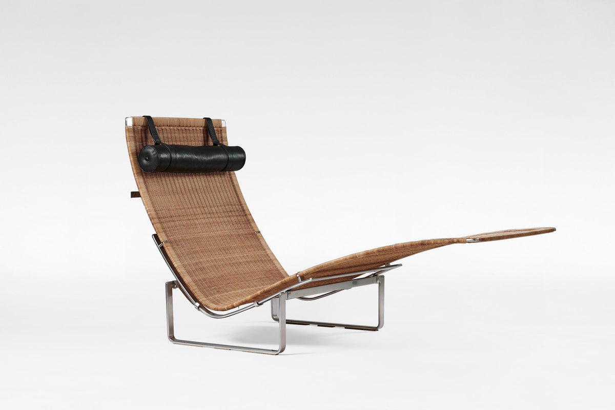 PK24 Chaise Lounge in Chrome Steel & Wicker by Poul Kjærholm for Fritz Hansen, 1960s