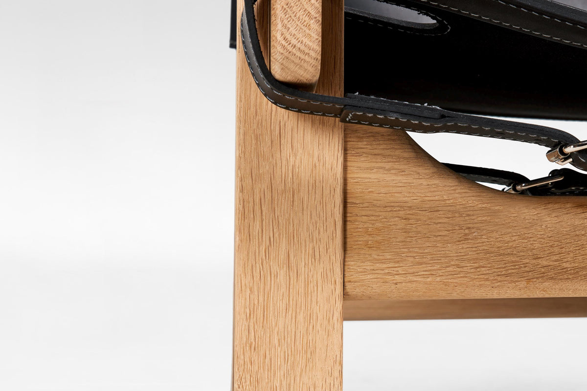 Spanish Chair in Oak & Black Leather by Børge Mogensen for Fredericia Stolefabrik, 1960s