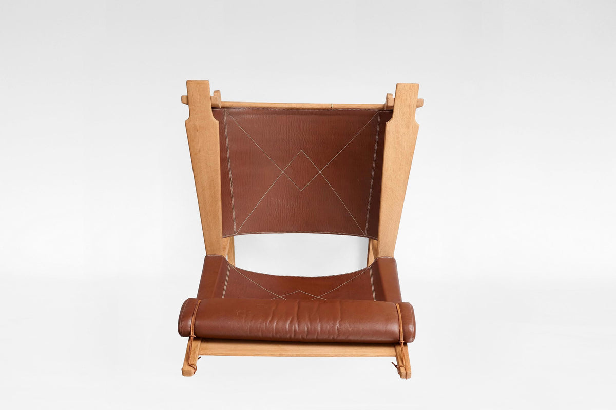 GE-673 Keyhole Rocking Chair in Cognac Leather & Beech by Hans J. Wegner for GETAMA, 1960s