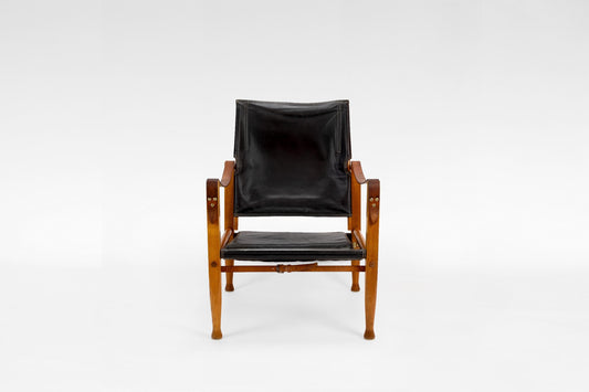 Safari Lounge Chair in Black Leather & Ash Wood by Kaare Klint for Rud. Rasmussen, 1960s