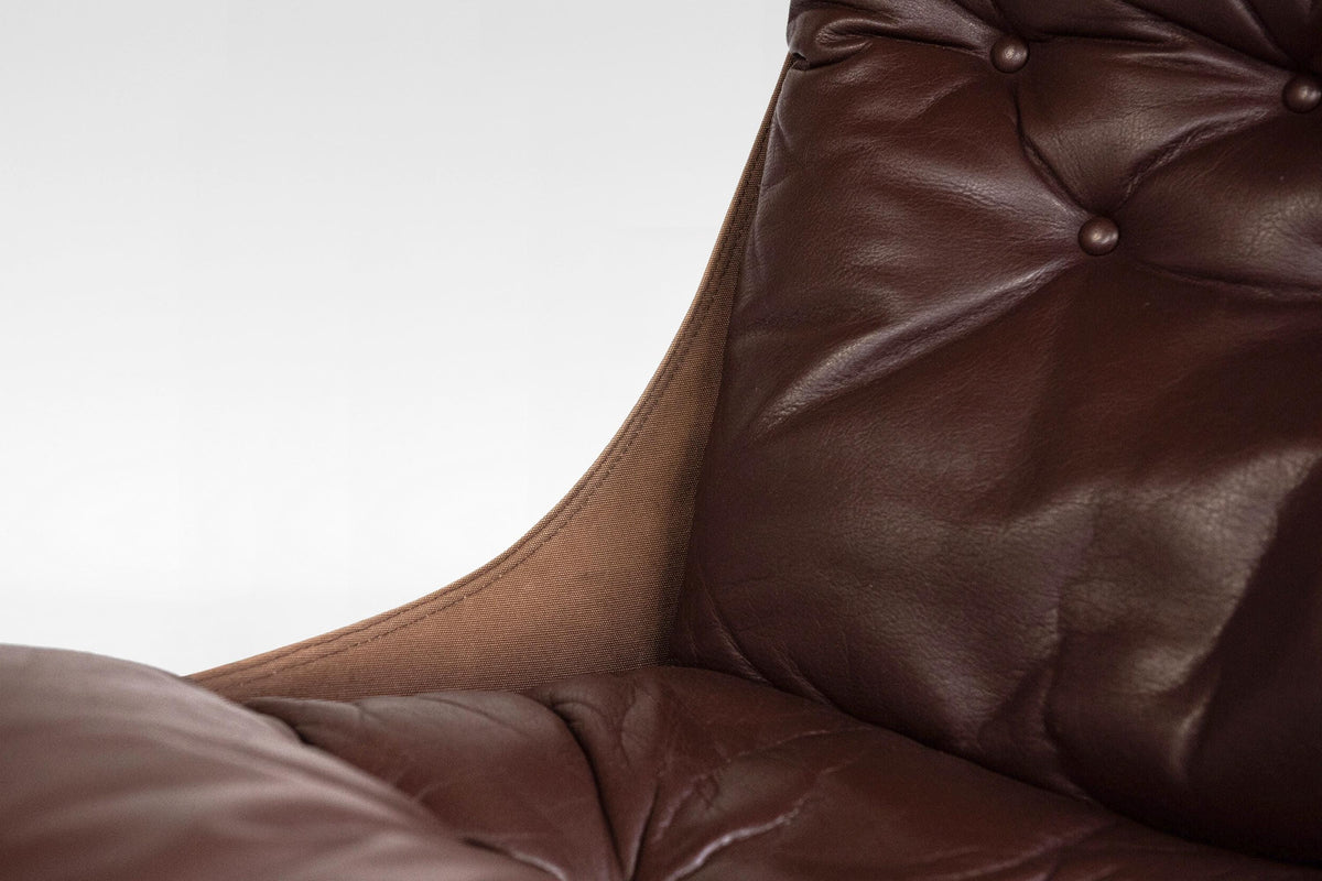 Falcon Lounge Chairs in Dark Brown Leather & Bentwood by Sigurd Ressell for Vatne Møbler, 1970s, Set of 2